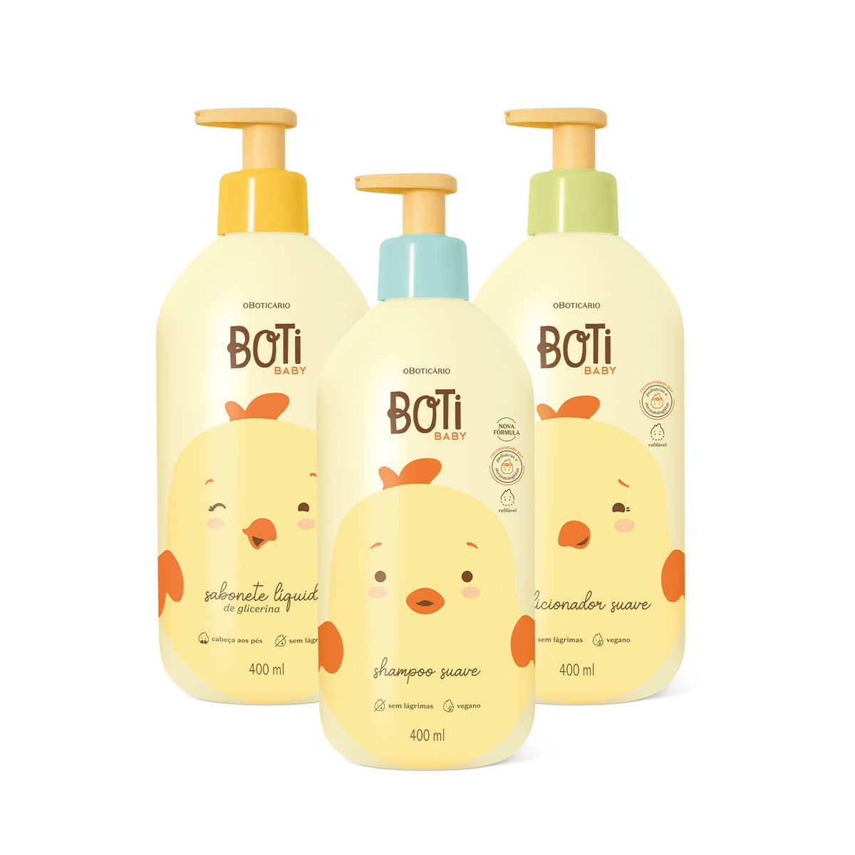Boti Baby Shampoo Suave, Condicionador Suave e Sabonete Líquido de Glicerina