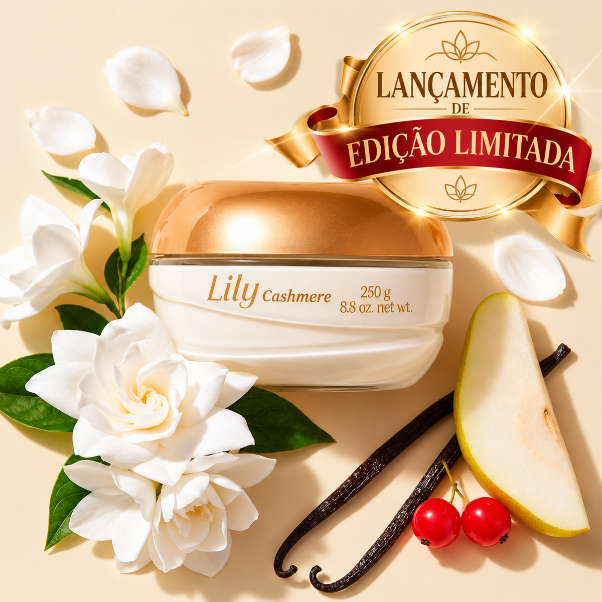 Creme Acetinado Hidratante Desodorante Corporal Lily Cashmere 250g